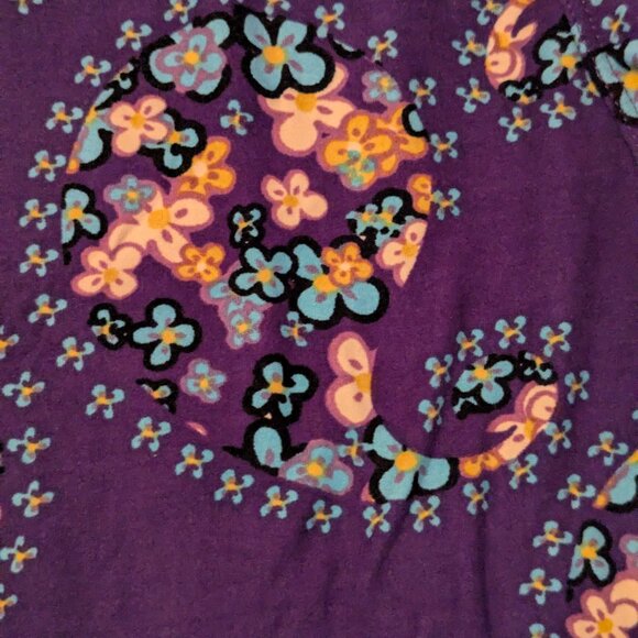 LuLaRoe TC Purple Paisley Floral Print Leggins - Picture 3 of 4